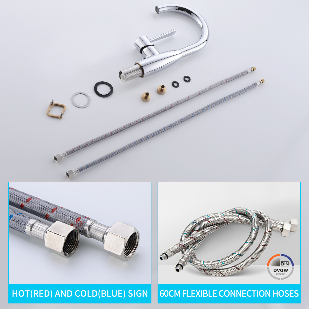Grifo de grifo con ajuste de temperatura de una sola manija con rotaci&oacute;n de 360 ​​grados