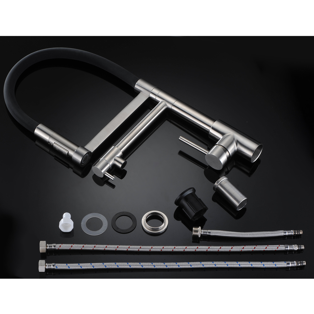 Grifo de cocina con funci&oacute;n negra de grifo de 3 v&iacute;as de agua purificada