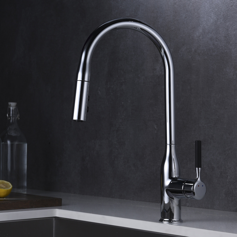 Grifo para lavabo de cocina extra&iacute;ble con 2 salidas