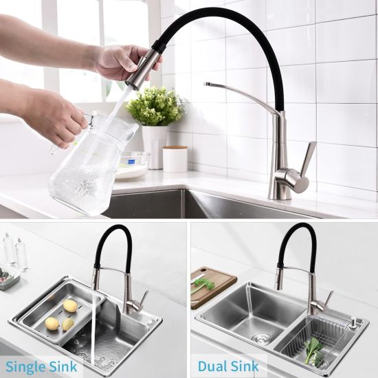Stainless Steel Pull Down Kitchen Sink Faucet with Sprayer Black