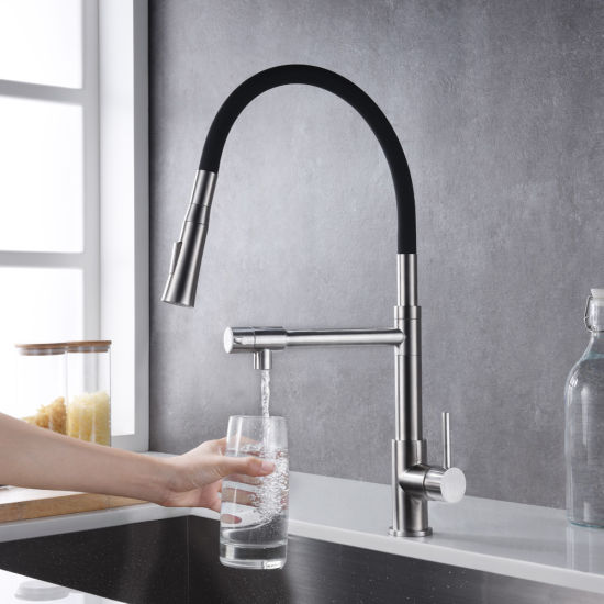 3 Way Kitchen Faucet with Purified Water Control and Flexible Spout