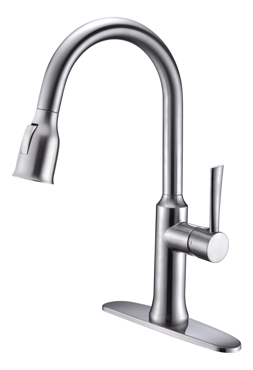 Grifo mezclador de agua para cocina, grifo plateado extra&iacute;ble montado en cubierta