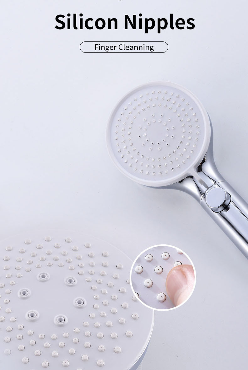 Cabezal de ducha ahorrador de agua con bot&oacute;n de parada