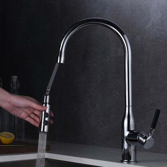 Kitchen Mixer Tap with Pull out Sprayer in Stainless Steel Color