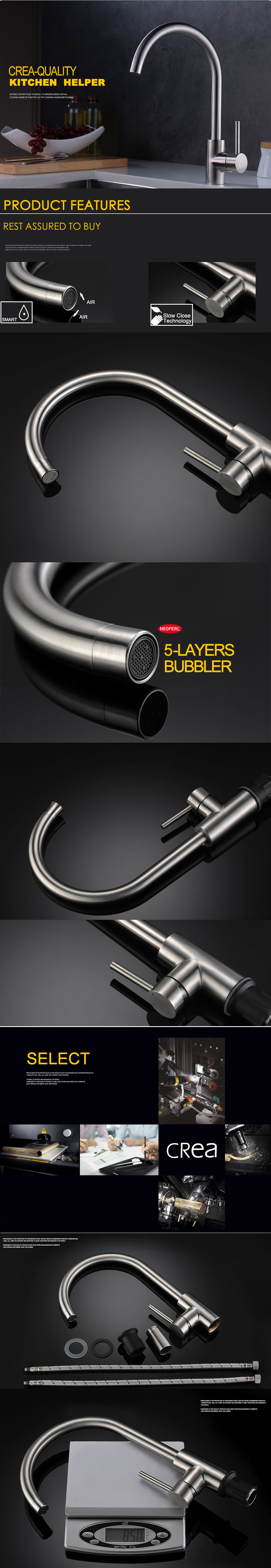 Grifo monomando de cocina de acero inoxidable con chorro y chorro de dos funciones y orificio &uacute;nico