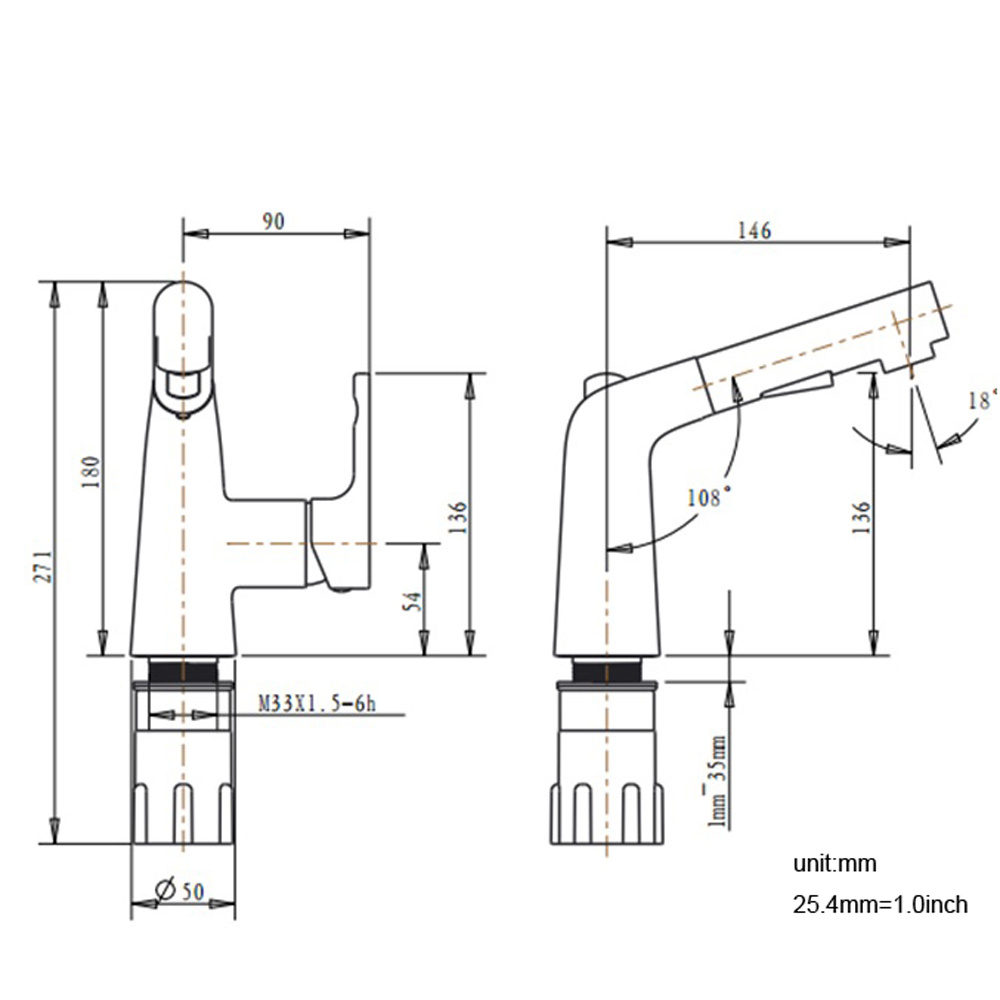 Grifo de ba&ntilde;o extra&iacute;ble, grifo mezclador para lavabo con rociador