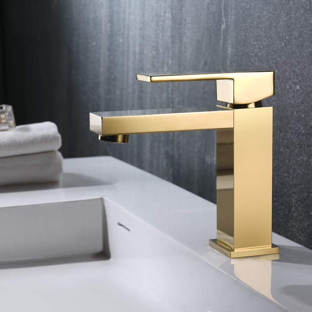 Grifo de ba&ntilde;o color dorado, grifo de lavabo en color dorado