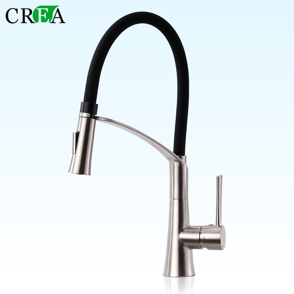 Grifo de cocina extra&iacute;ble, grifo de fregadero de acero inoxidable negro