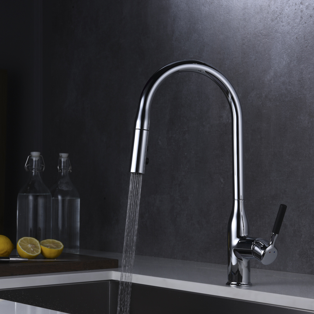 Grifo para lavabo de cocina extra&iacute;ble con 2 salidas