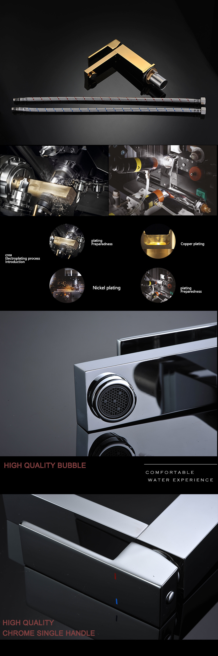 Grifo monomando de lat&oacute;n cromado cuadrado europeo para lavabo de ba&ntilde;o