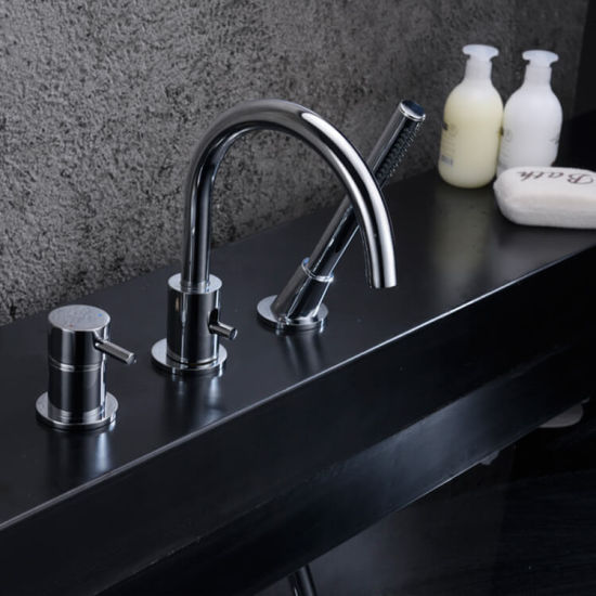Deck Mount Bathroom Faucet Chrome with Shower Head Bath Tub Faucet