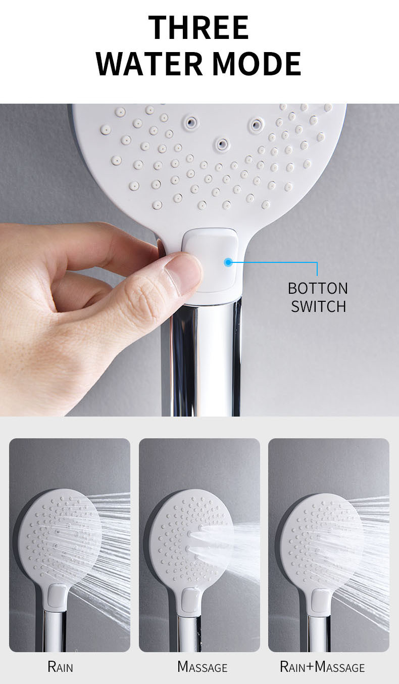 Cabezal de ducha de alta presi&oacute;n con 3 funciones, para condiciones de baja presi&oacute;n de agua