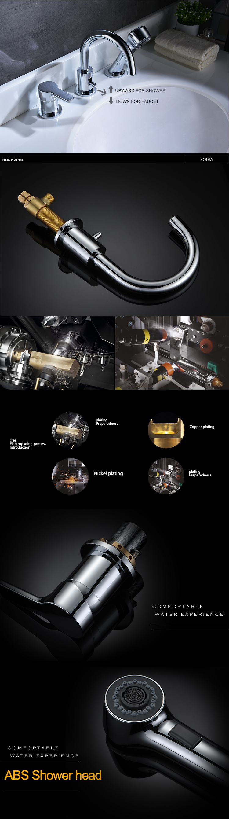 Grifo extra&iacute;ble para ba&ntilde;o con cabezal de ducha, grifo de 3 orificios