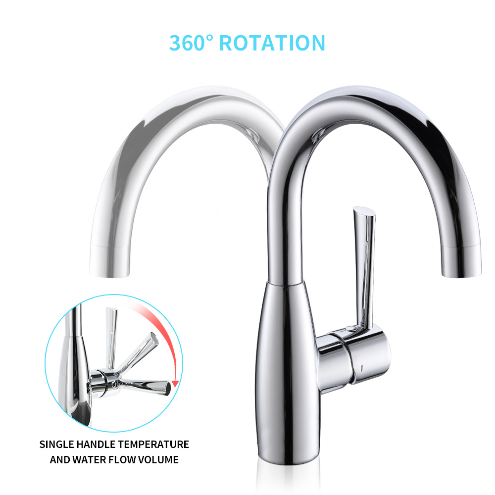 Grifo de grifo con ajuste de temperatura de una sola manija con rotaci&oacute;n de 360 ​​grados