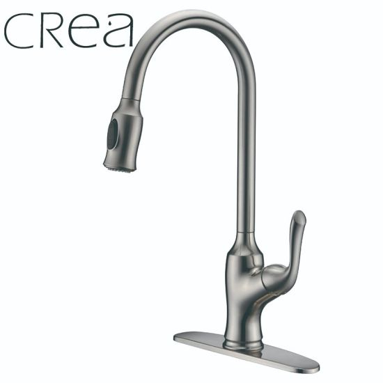 High Arc Long Neck Cold Hot Water Pull out Spray Sink Kitchen Faucet