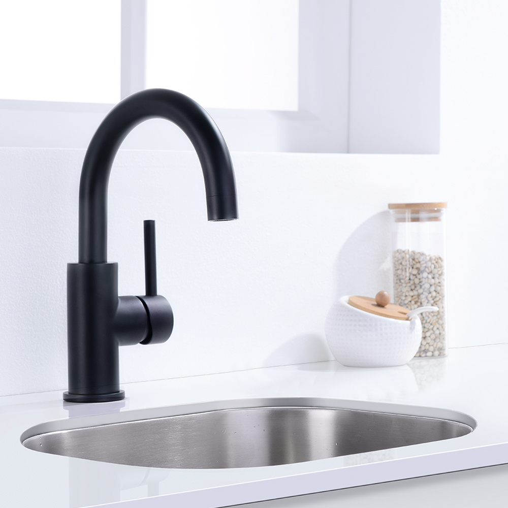 Grifo para lavabo con barra de un solo orificio en negro, grifo para lavabo de ba&ntilde;o en negro