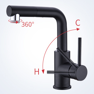 Mezclador monomando para lavabo de ba&ntilde;o, grifo negro, grifo negro