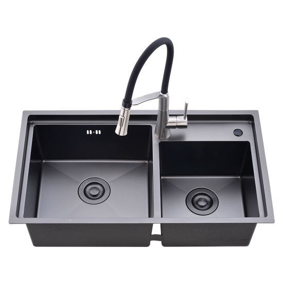 Nano PVD Handmade Stainless Steel Kitchen Sink in Black Color
