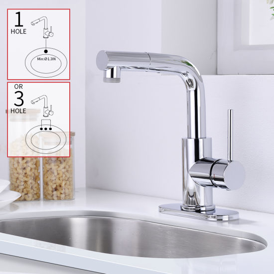Bathroom Faucet with Pull out Sprayer, Pull out Bar Faucet in Chrome