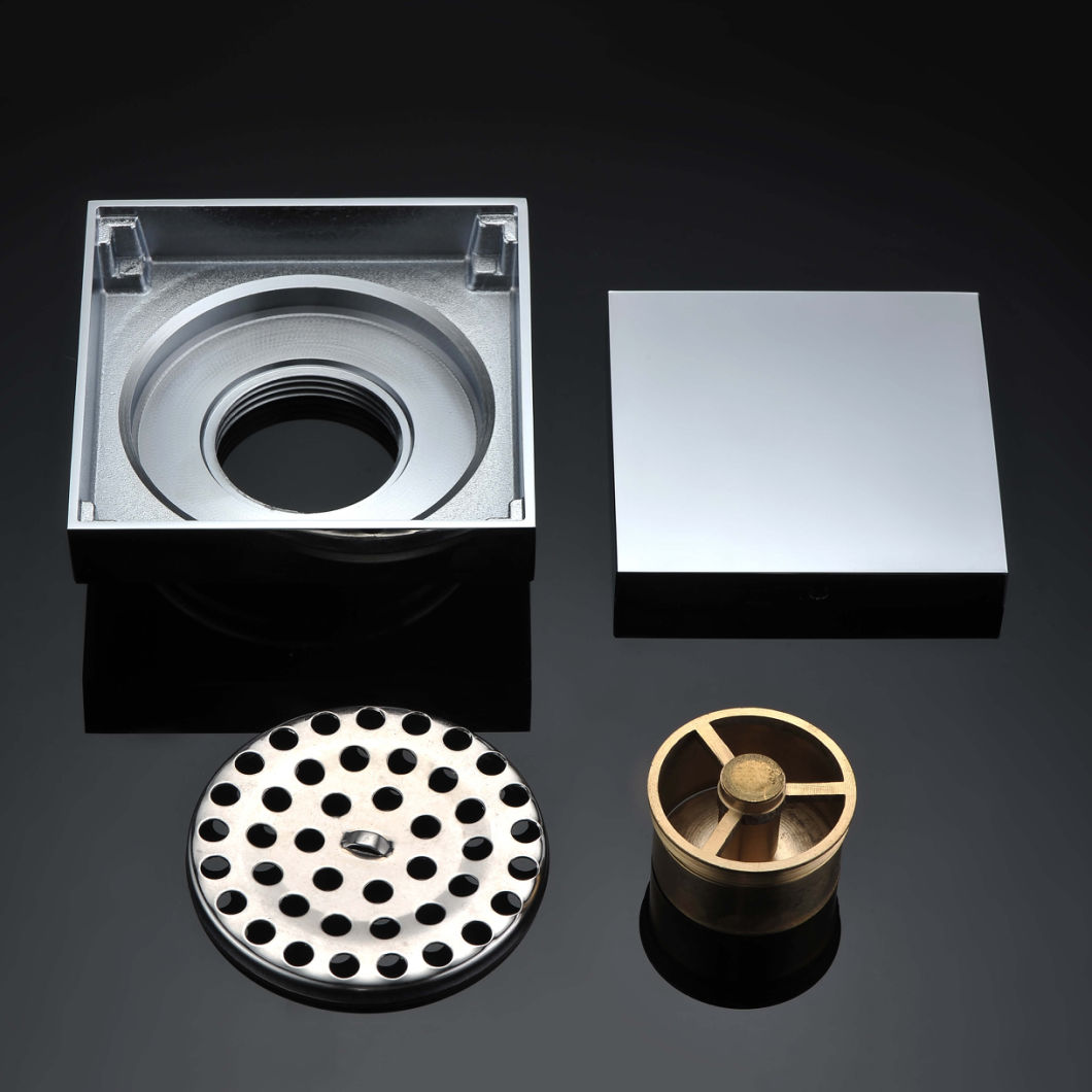 Drenaje de piso de ducha cuadrado de acero inoxidable 304 con rejilla de inserci&oacute;n de azulejos