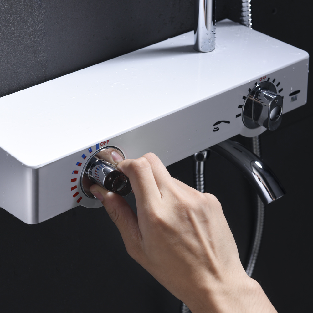 Juego de ducha con placa cromada multifunci&oacute;n de 3 v&iacute;as, cabezal de ducha para ba&ntilde;o