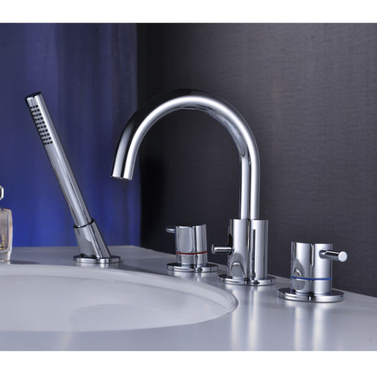 4 Hole Bathtub Faucet with Hand Shower in Chrome