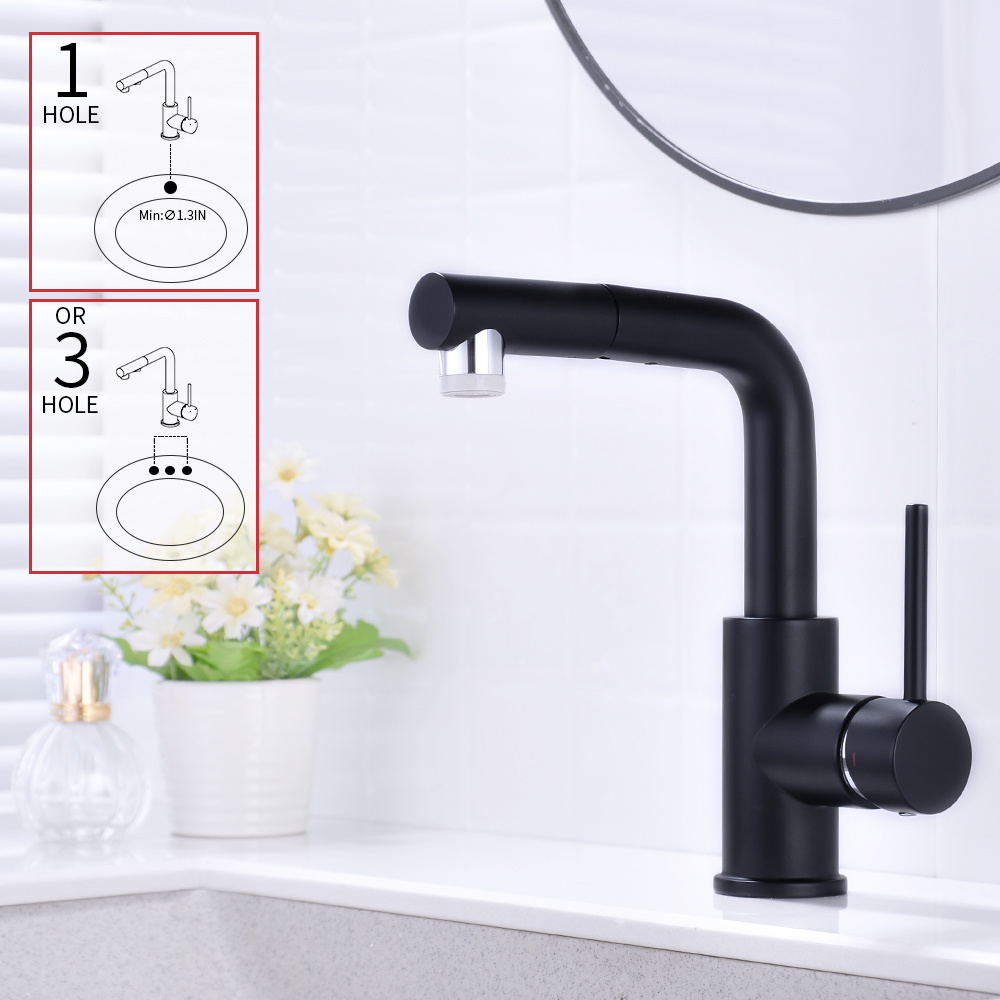Mezclador monomando para lavabo de ba&ntilde;o, grifo negro, grifo negro