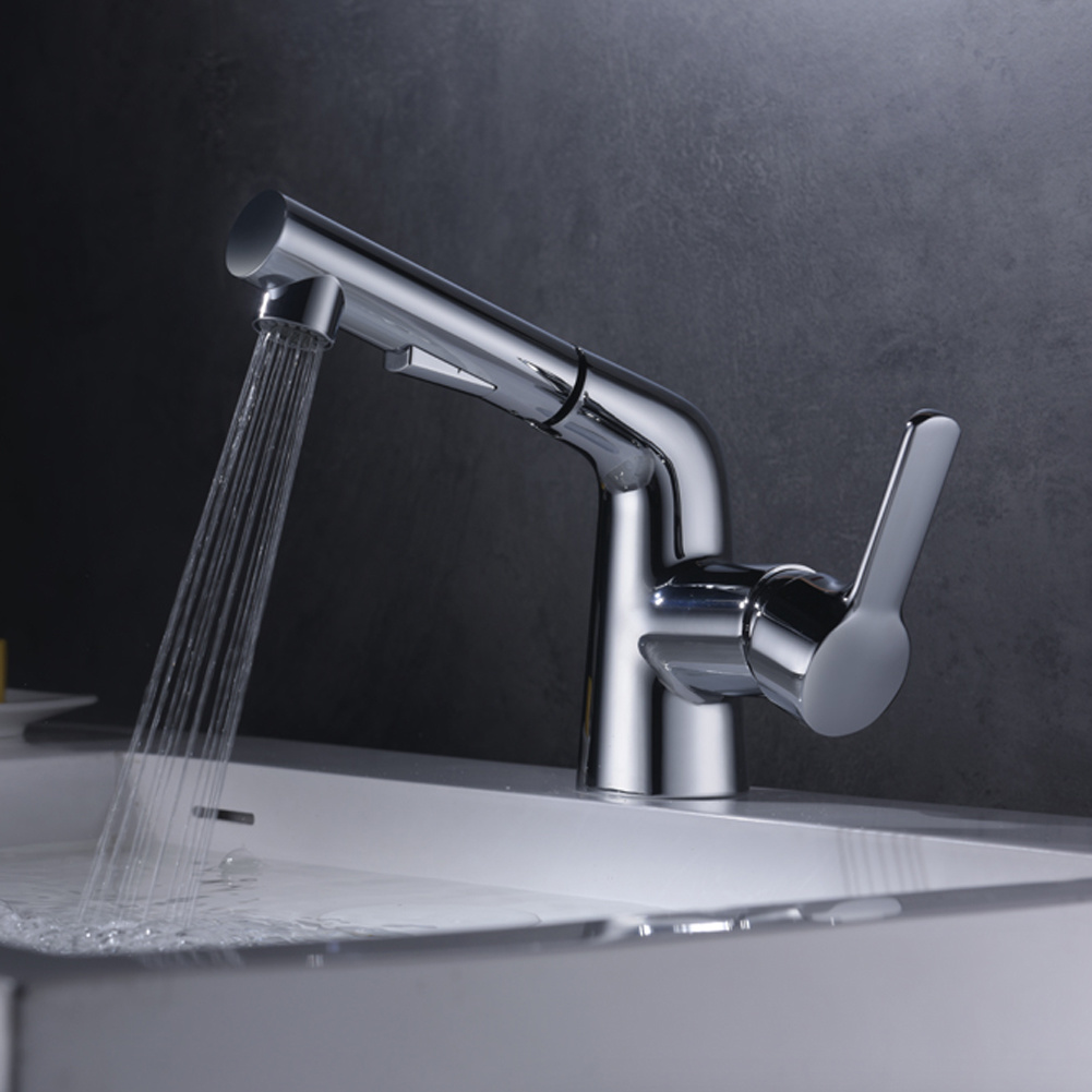 Grifo de ba&ntilde;o extra&iacute;ble, grifo mezclador para lavabo con rociador