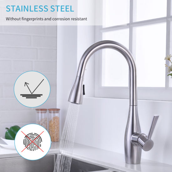 Single Handle Pull out Kitchen Faucet in Stainless Steel (40108)
