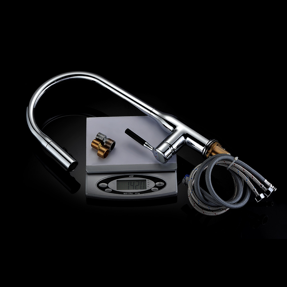 Grifo para lavabo de cocina extra&iacute;ble con 2 salidas