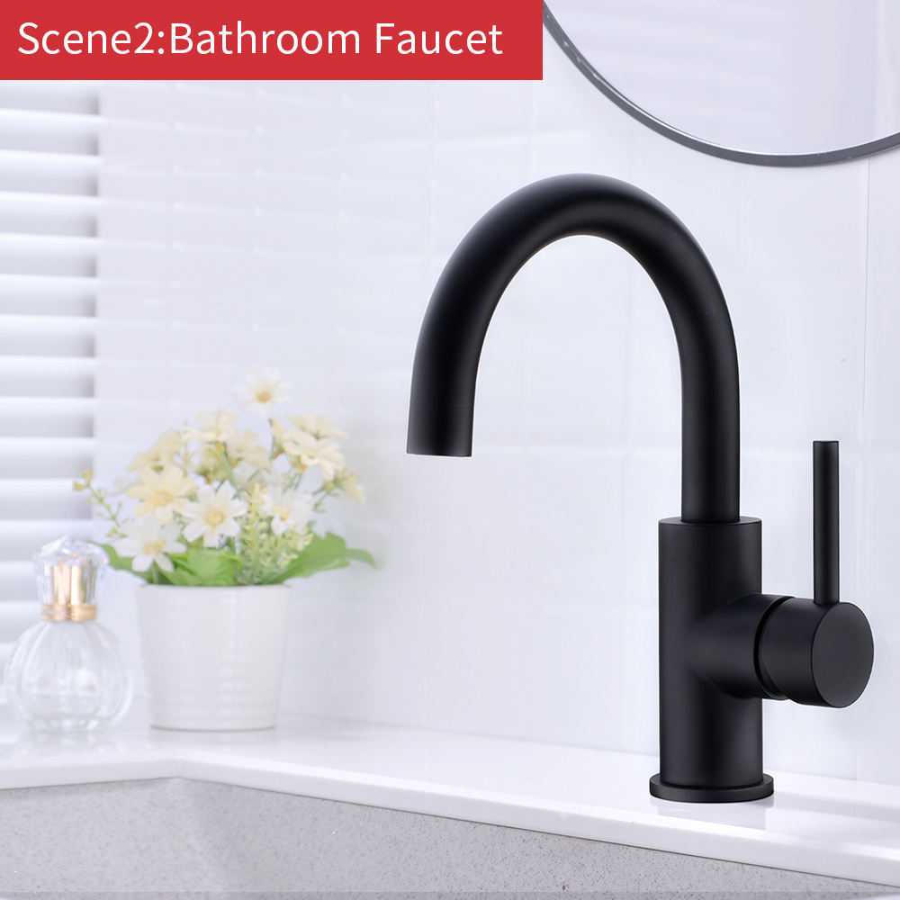 Grifo de ba&ntilde;o negro, grifo de lavabo de barra en negro