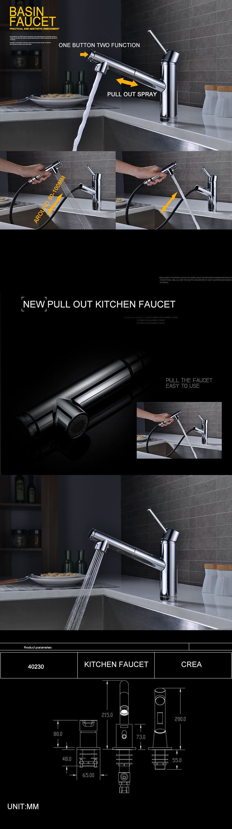 Grifos monomando para fregadero de cocina, grifo extra&iacute;ble para cocina