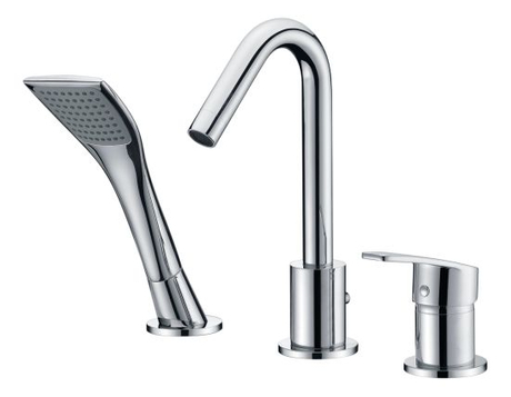 3 Hole Shower Bathtub Faucet Pull out Shower Head Water Mixer