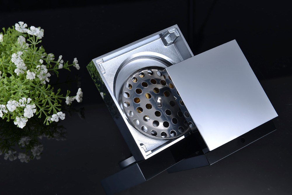 Drenaje de piso de ducha cuadrado de acero inoxidable 304 con rejilla de inserci&oacute;n de azulejos