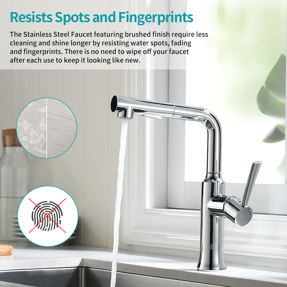 Grifo para fregadero de cocina de un solo orificio con rociador extra&iacute;ble