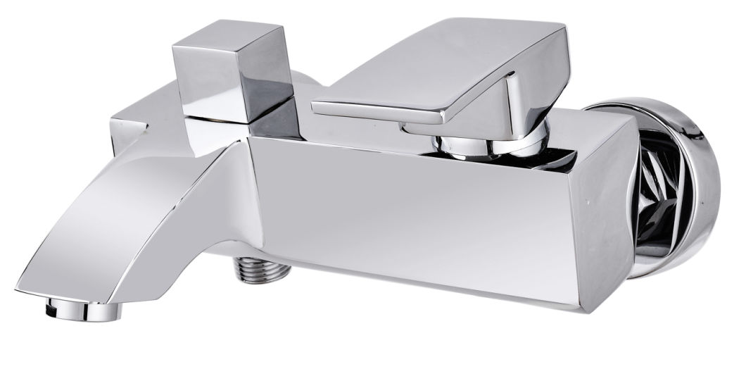 Grifo monomando para ba&ntilde;era de ba&ntilde;o montado en la pared de lat&oacute;n Squaer