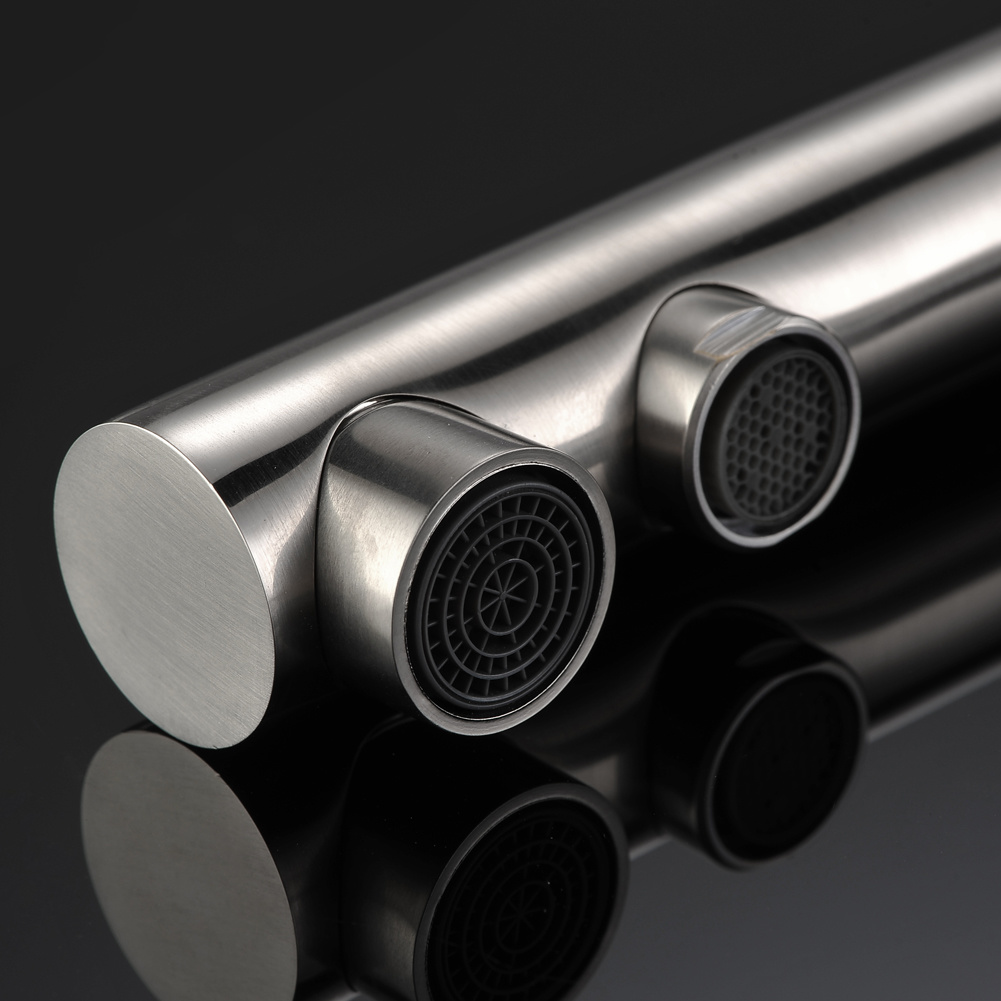 Grifo de acero inoxidable para lavabo con agua purificada de 3 v&iacute;as