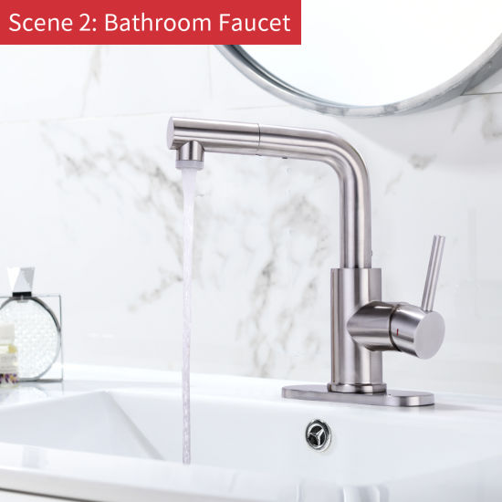 Pull out Bathroom Faucet, Stainless Steel Bar Sink Faucet, Prep Faucet