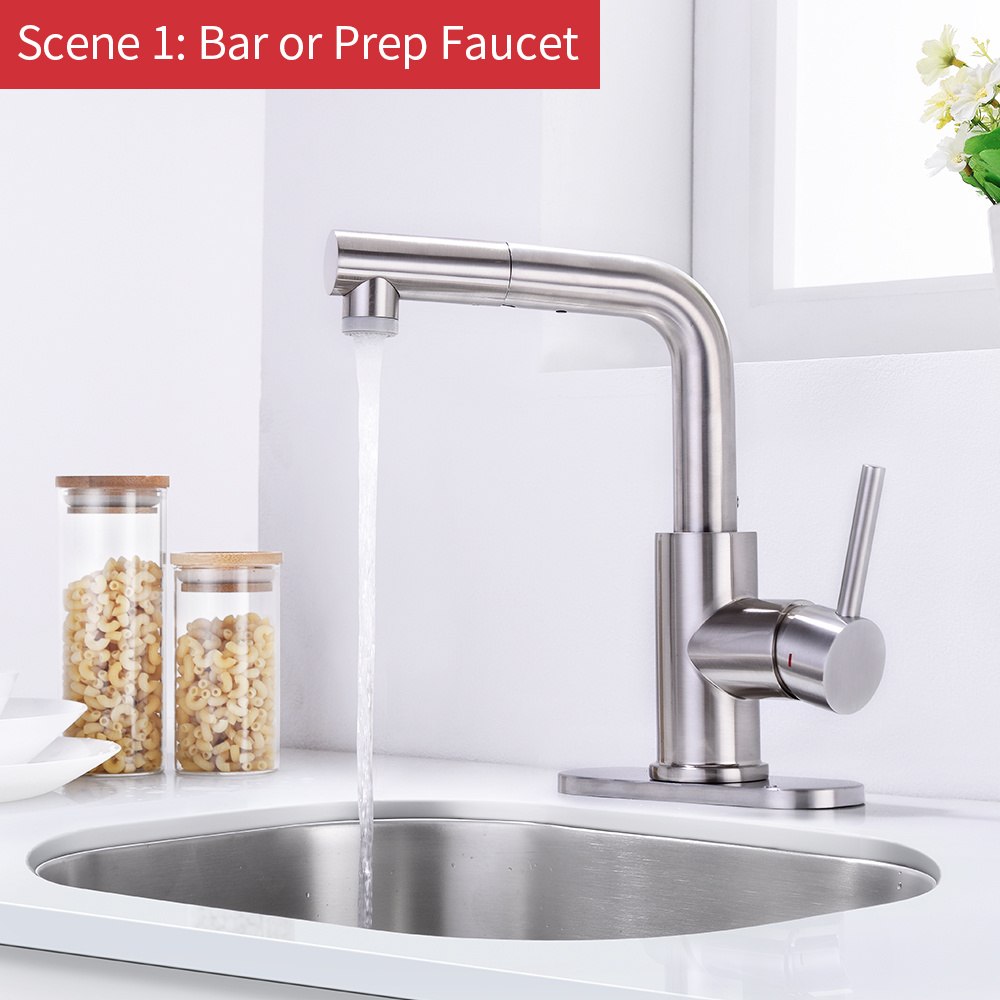 Grifo de ba&ntilde;o extra&iacute;ble de acero inoxidable, grifo montado en cubierta