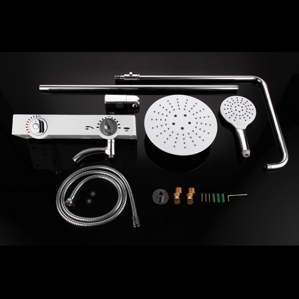 Juego de ducha con placa cromada multifunci&oacute;n de 3 v&iacute;as, cabezal de ducha para ba&ntilde;o