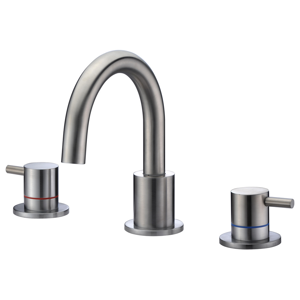 Grifo de ba&ntilde;o generalizado en n&iacute;quel cepillado, grifo de lavabo de 3 orificios