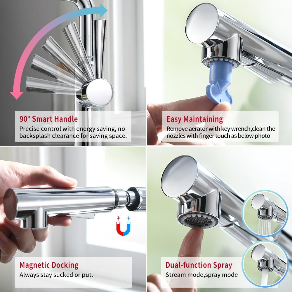 Grifo para fregadero de cocina de un solo orificio con rociador extra&iacute;ble