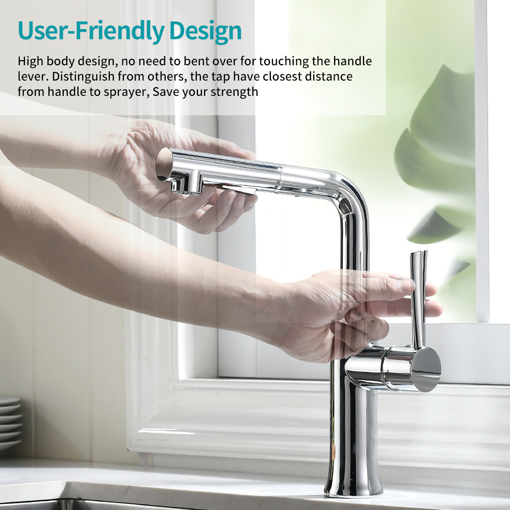 Grifo para fregadero de cocina de un solo orificio con rociador extra&iacute;ble