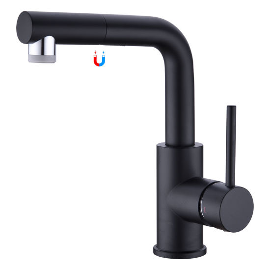 Single Lever Bathroom Sink Faucet Mixer in Black, Black Faucet