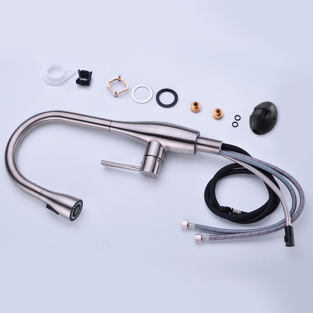 Grifo de cocina extra&iacute;ble monomando en acero inoxidable (40108)