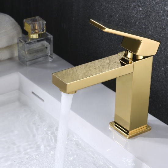 Brass Square Water Single Hole Bathroom Basin Faucet Mixer Tap