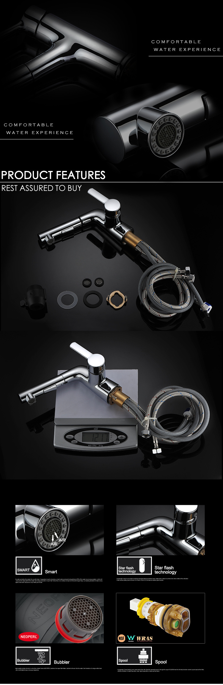 Grifer&iacute;a de ba&ntilde;o Grifo con rociador extra&iacute;ble Lat&oacute;n Cromado