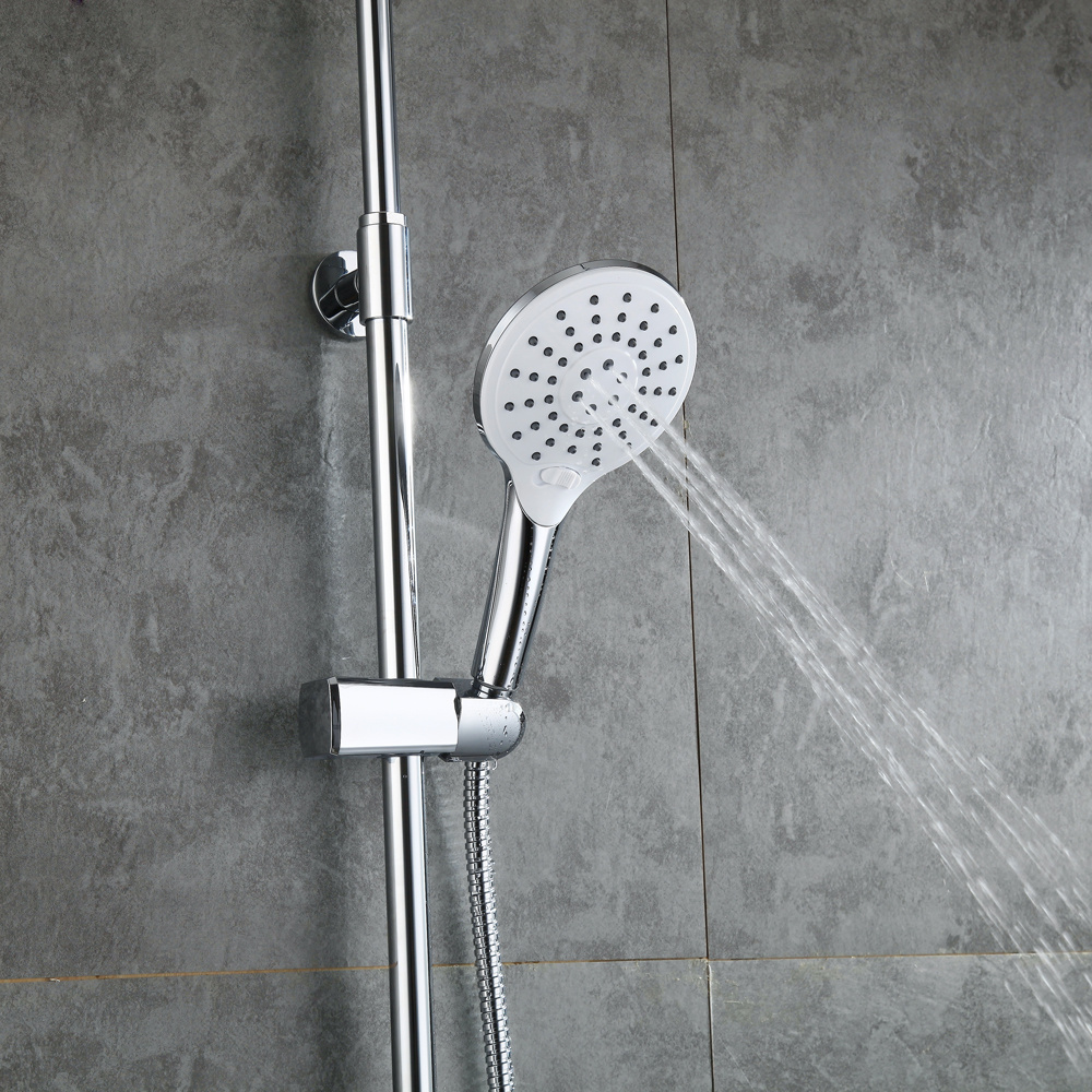 Juego de ducha con placa cromada multifunci&oacute;n de 3 v&iacute;as, cabezal de ducha para ba&ntilde;o