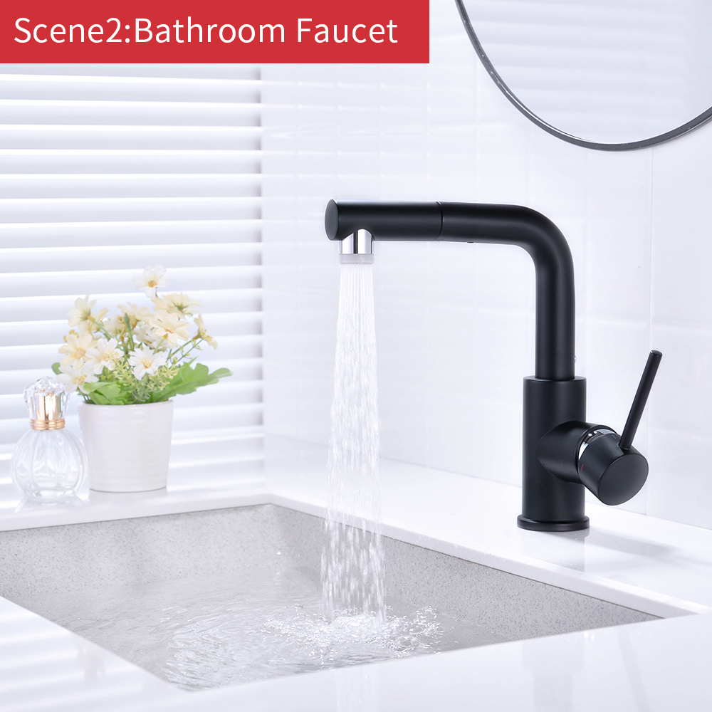 Mezclador monomando para lavabo de ba&ntilde;o, grifo negro, grifo negro