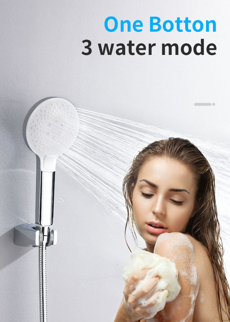 Cabezal de ducha de alta presi&oacute;n con 3 funciones, para condiciones de baja presi&oacute;n de agua